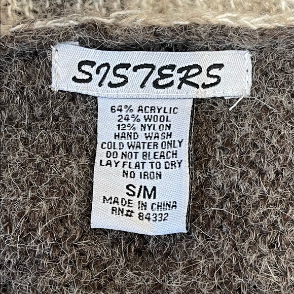 Sisters Wool Blend Knit Waterfall Open Front Cardigan Size S/M - Picture 4 of 9